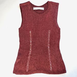 Viviana Uchitel by Vidrio Red Knit Sequined Women's Size 1 Tank Top